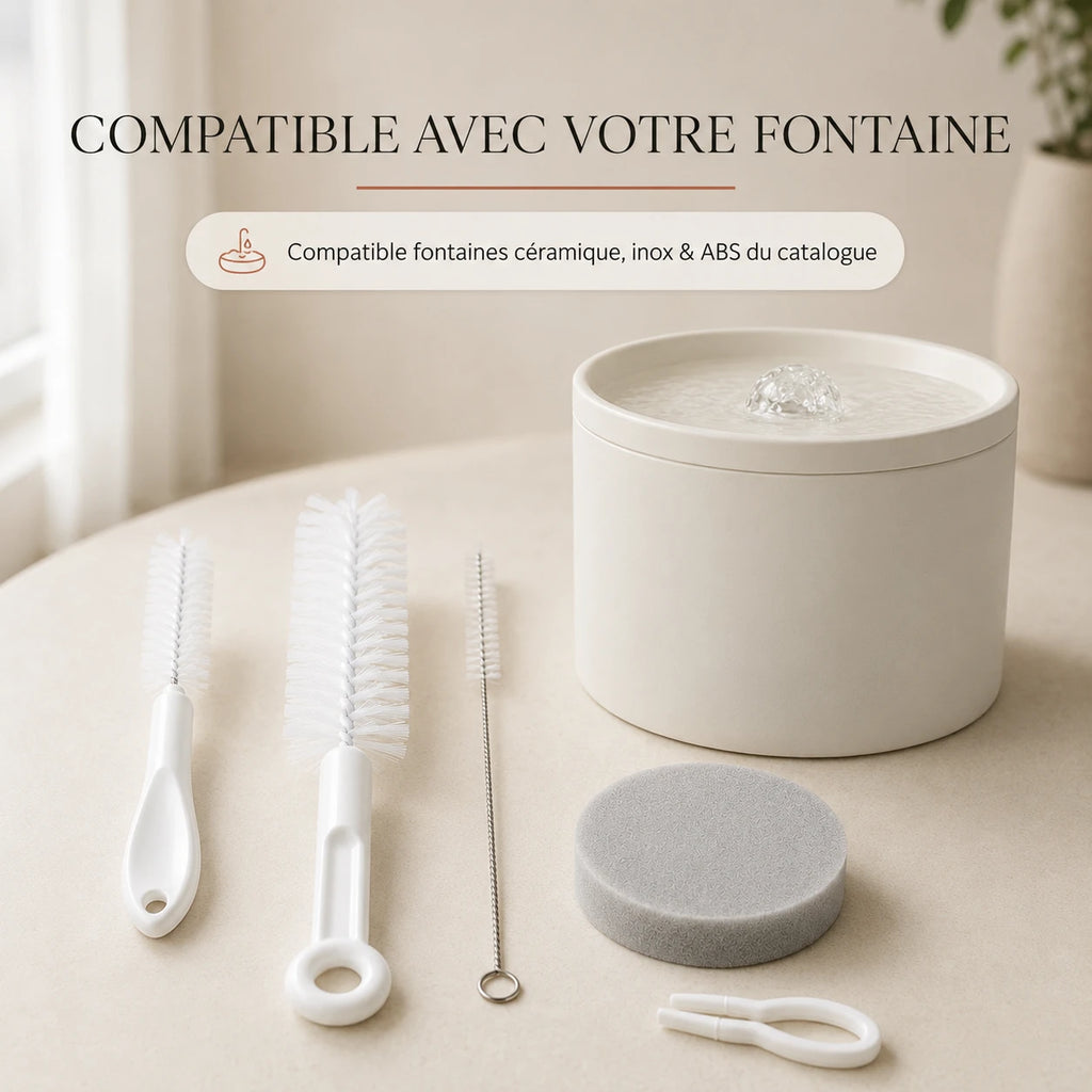 Kit de nettoyage compatible fontaines ceramique, inox et ABS