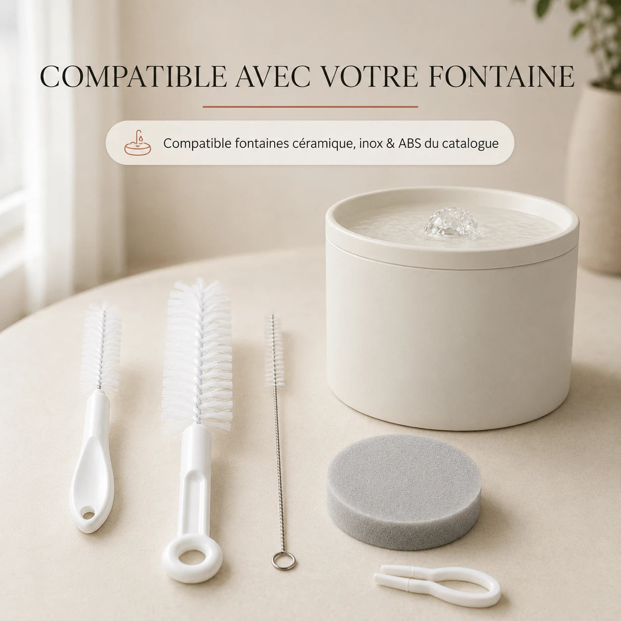 Kit de nettoyage compatible fontaines ceramique, inox et ABS