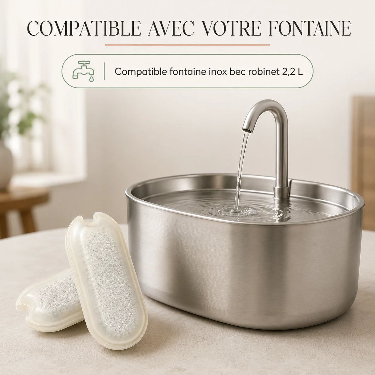 Filtres compatibles fontaine inox bec robinet 2,2 L