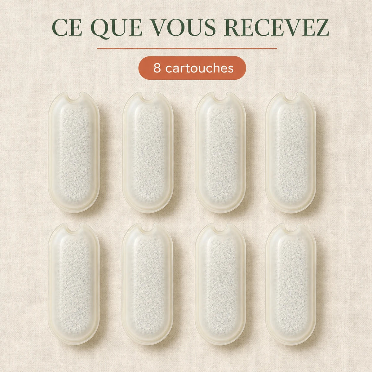 Contenu du pack de 8 cartouches filtres fontaine bec robinet 2,2 L