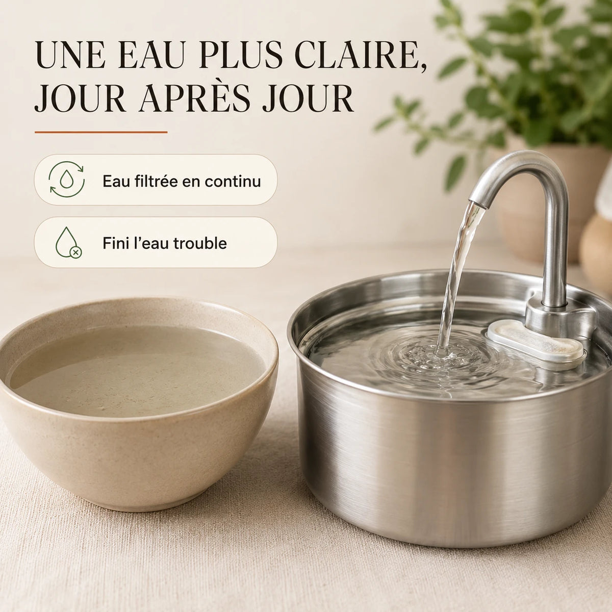 Eau plus claire avec les filtres fontaine bec robinet 2,2 L