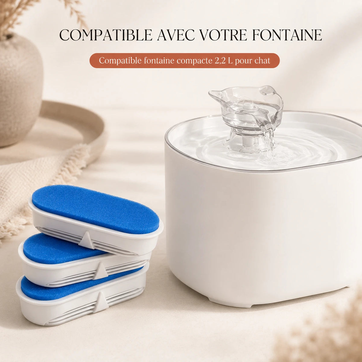 Filtres compatibles fontaine compacte 2,2 L pour chat