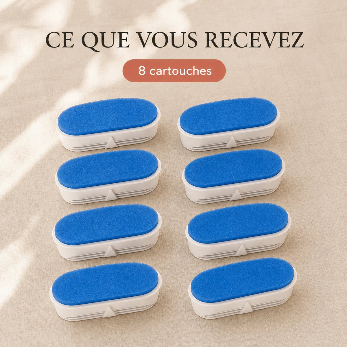 Contenu du pack de 8 cartouches filtres fontaine compacte 2,2 L