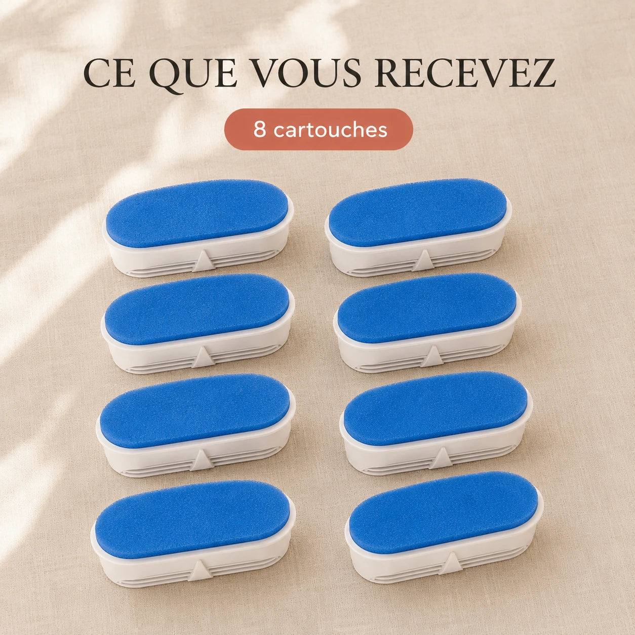 Contenu du pack de 8 cartouches filtres fontaine compacte 2,2 L