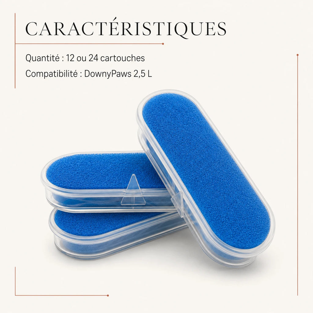 Caracteristiques des filtres fontaine DownyPaws 2,5 L