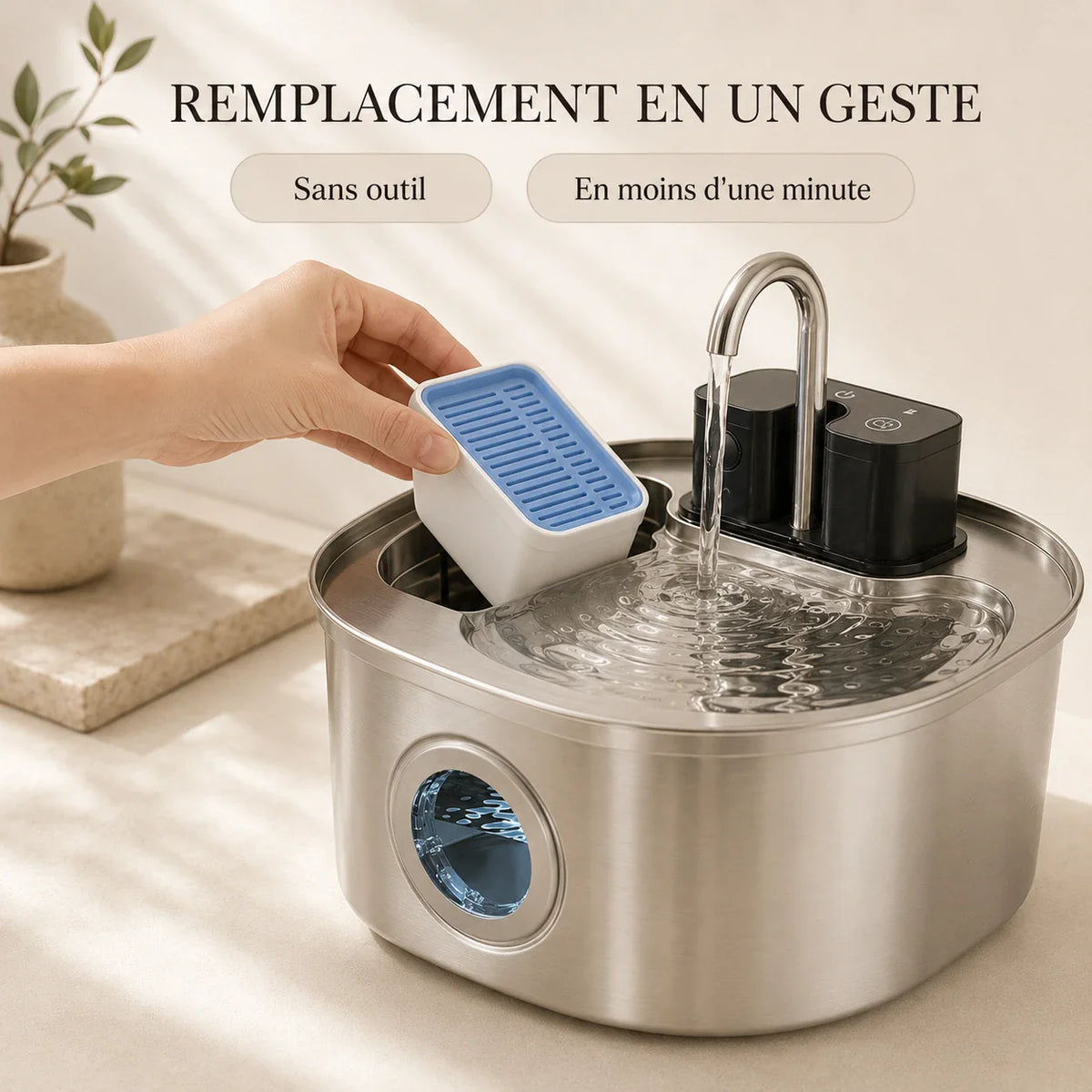 Remplacement du filtre dans la fontaine inox FlowArc 3,2 L