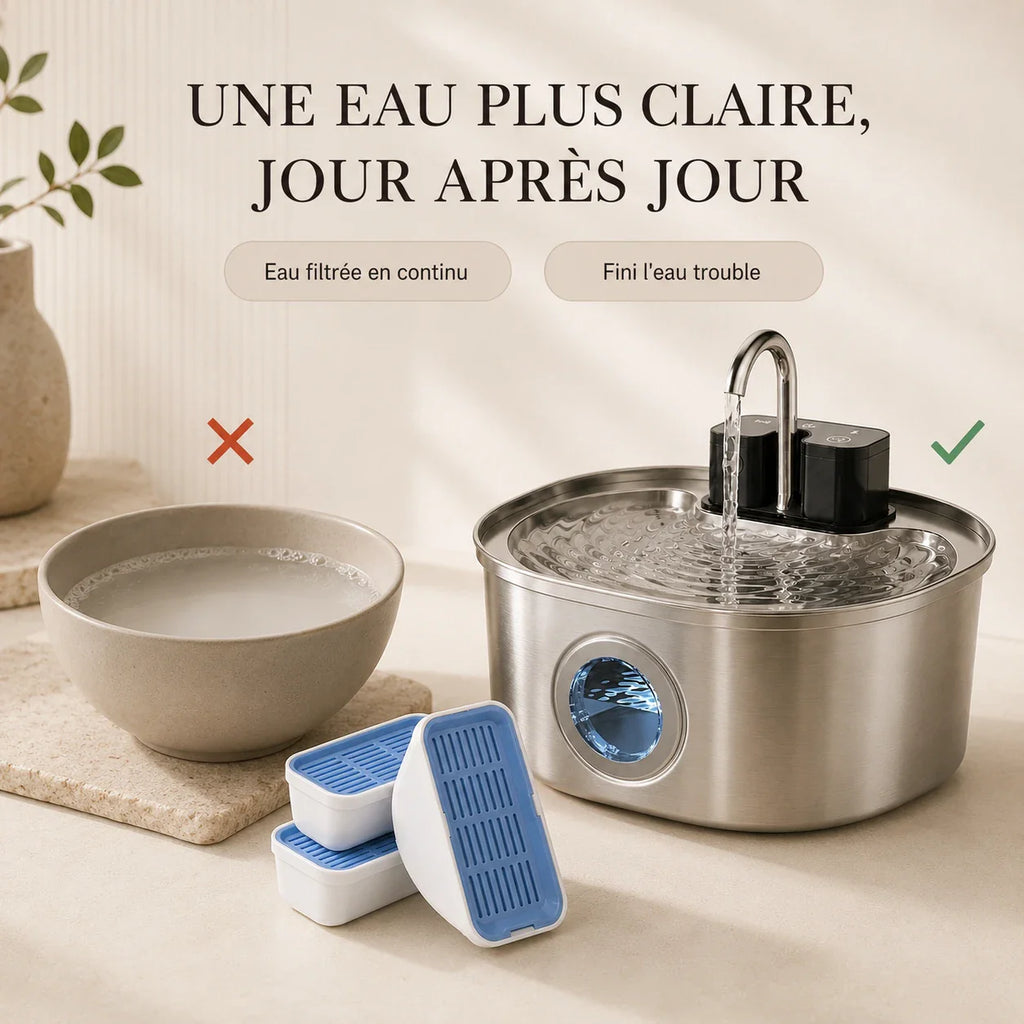 Eau plus claire avec les filtres fontaine FlowArc 3,2 L
