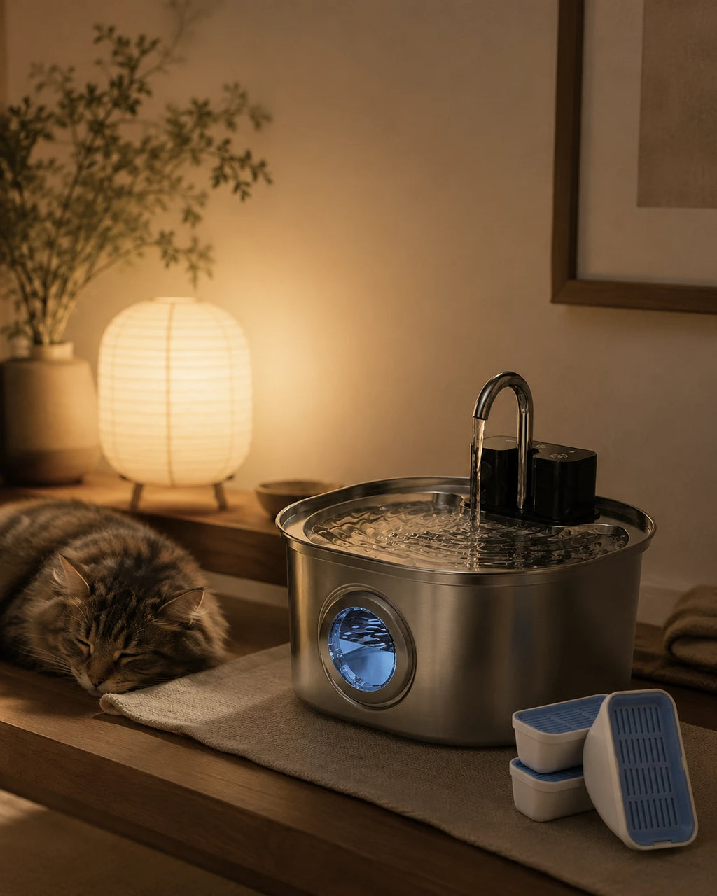 Fontaine inox FlowArc 3,2 L propre avec filtres de rechange