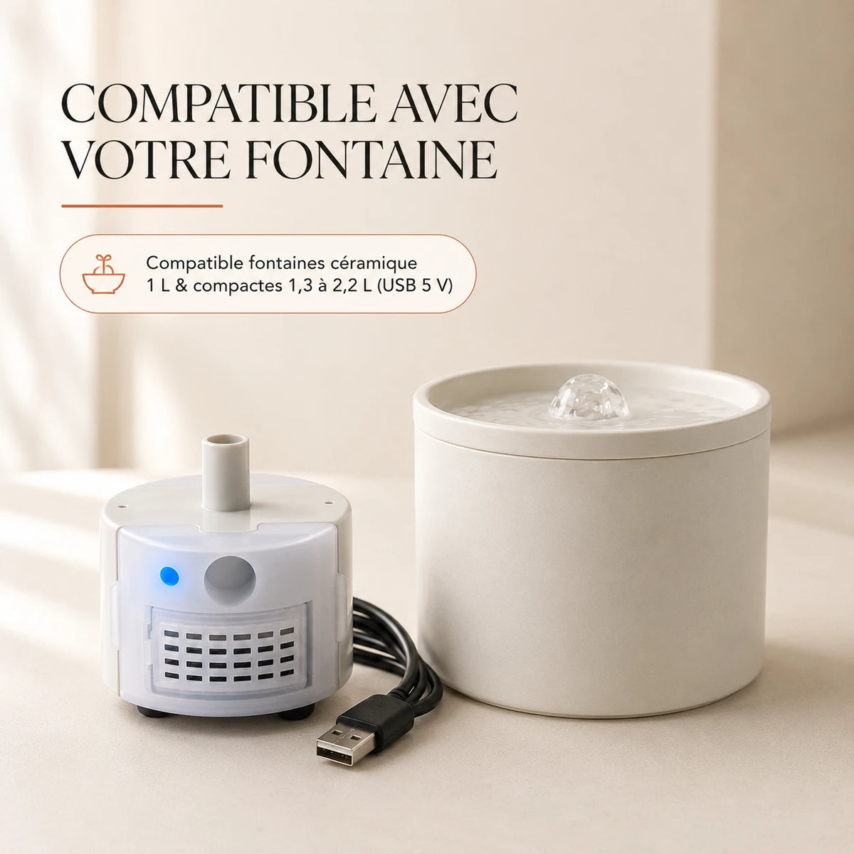 Pompe SMA-800 compatible fontaines ceramique 1 L et compactes 1,3 a 2,2 L