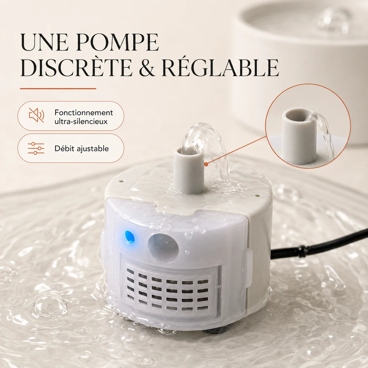 Pompe submersible SMA-800 reglable et silencieuse