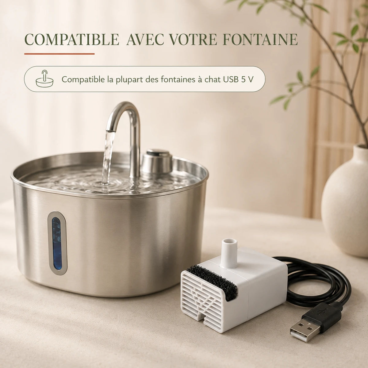 Pompe universelle compatible la plupart des fontaines a chat USB 5 V