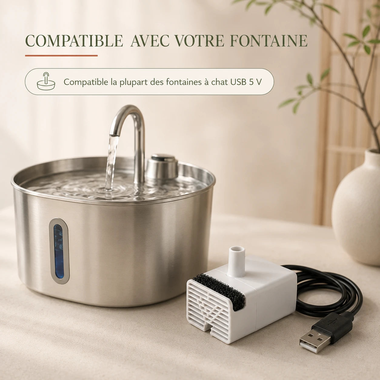 Pompe universelle compatible la plupart des fontaines a chat USB 5 V