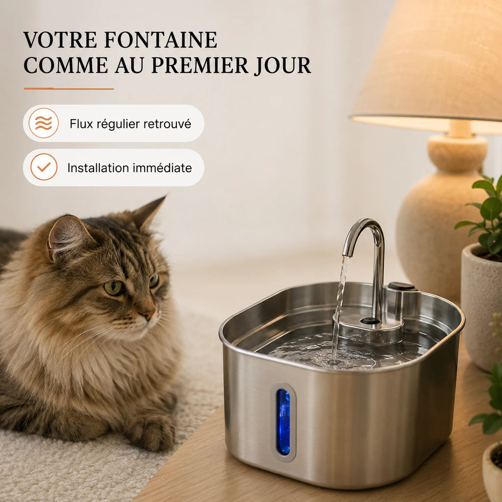 Fontaine a chat comme au premier jour avec la pompe universelle