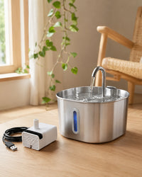 Pompe USB universelle pour fontaine a chat en situation