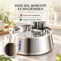 Cuve en inox brossé de la fontaine à eau pour chat 4 L, sans goût ni odeur