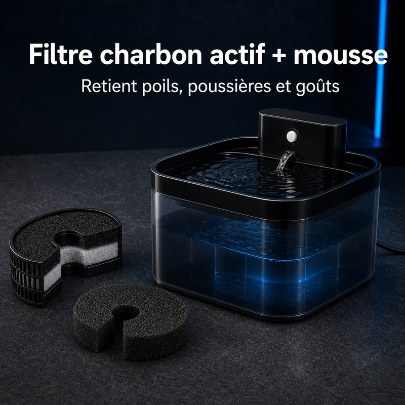 Eau filtrée propre — Fontaine sans fil 2,2 L capteur IR