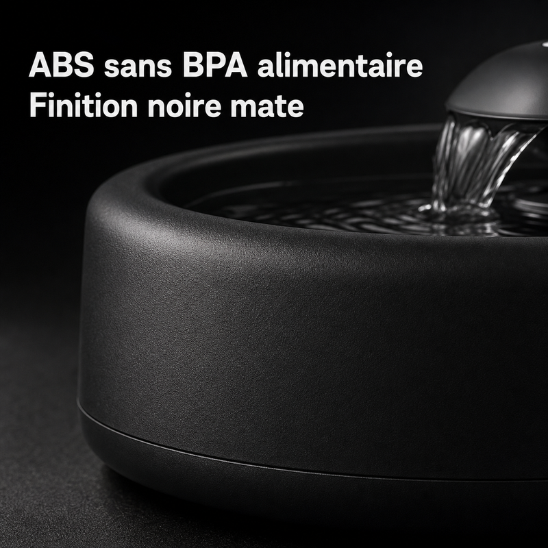 Matériaux sains — Fontaine à eau compacte noire pour chat – 2,2 L