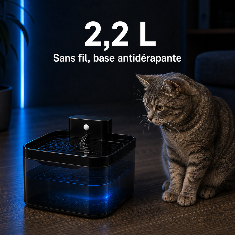 Format et capacité — Fontaine sans fil 2,2 L capteur IR