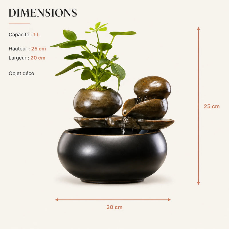 Dimensions de la fontaine à eau céramique 1 L